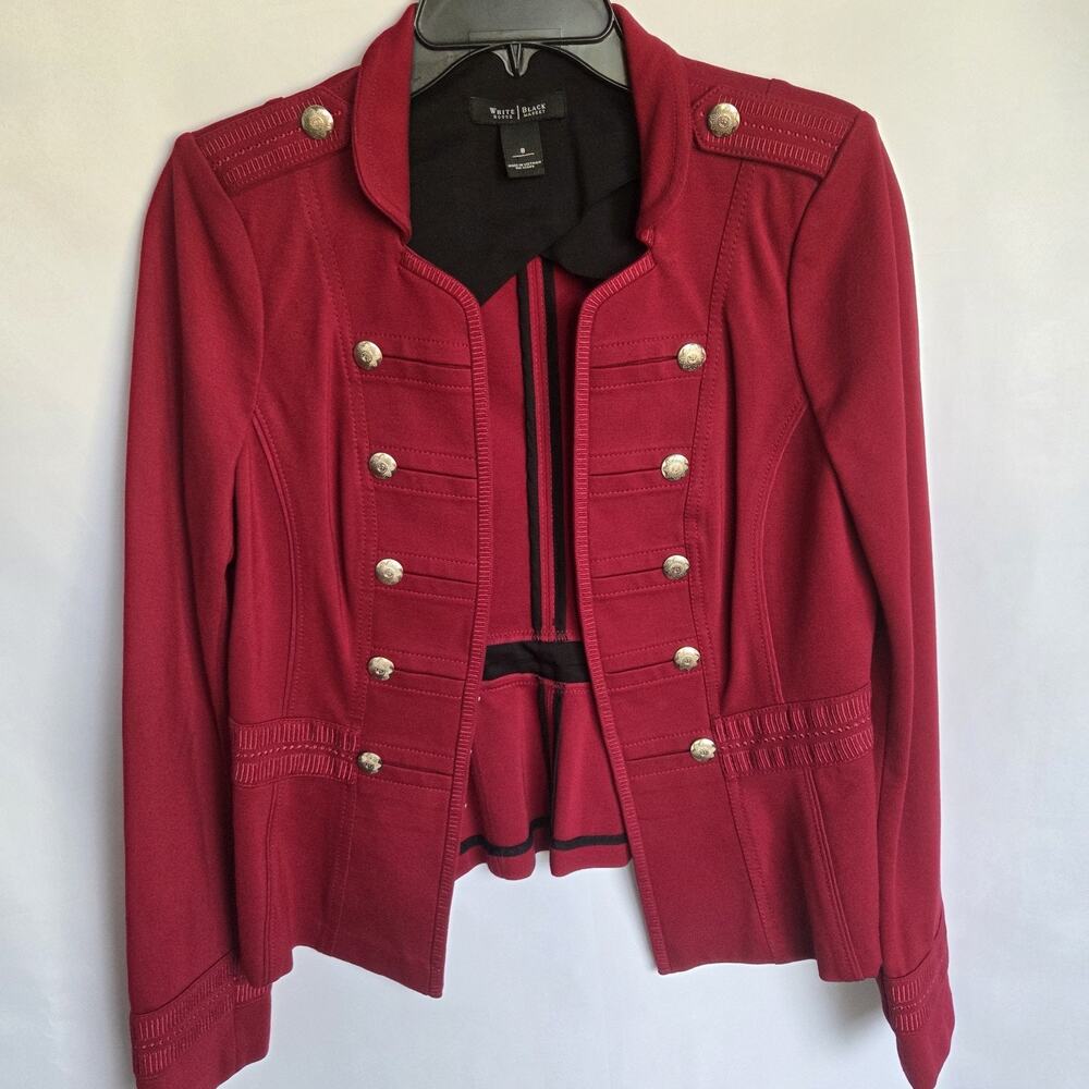 WHBM Magenta/Berry Military Band Jacket Women’s 8 Silver Buttons Peplum Blazer - Picture 6 of 9